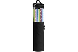 SMLJFO Christmas Wrapping Paper Storage Bag Cylinder Wrapping Paper Roll Organiser Space Efficient Gift Wrap Storage Bags with Clear Window (106 x Ã˜22cm) - Black
