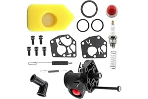 LUNPOG Kit carburateur pour tondeuse à gazon 499809 498809A 494406 et filtre à air 698369 Ressort de régulateur 691859 692211 Membrane 795083 495770