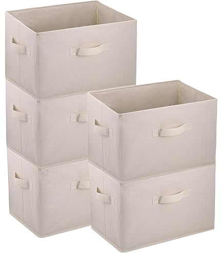 Grote Opbergmand, 42 X 32 X 26 Cm Stoffen Opbergdozen Met Trekkoord En Handgrepen Opvouwbare Opbergbakken Opbergmanden Witgrijs 2 Stuks