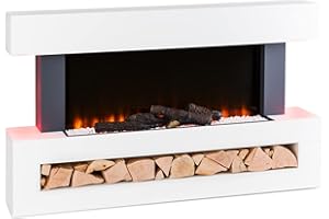 Klarstein Chimenea Electrica, Llama LED con una Potencia de 2000W y Mando a Distancia, Temporizador y Control Automático de Temperatura, Chimenea Interior Casa con Ventilador, Estufas Interior