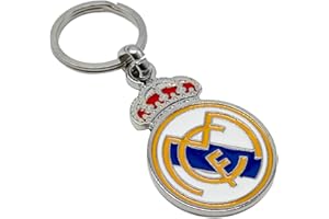 ms móvil shop Real Madrid Porte-clés Classique Bouclier Métallique Officiel avec Relief 8 x 3 cm, Blanc meringue, M