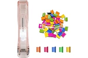 NectaRoy Stapler, Mini Push Clamp Stapler, Binder Stationery Paper Clips Stapler Set with 50 Multicolor Reusable Staples for Office, Home, School Supplies Ticket Paper File Fixing Binding