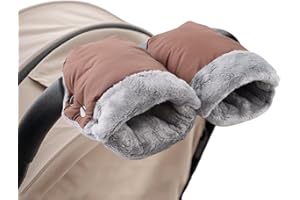 XIAOHAWANG Stroller Hand Muff Windproof Anti-Freeze Pram Hand Warmer Warm Baby Stroller Gloves Pushchair Mittens (Coffee)