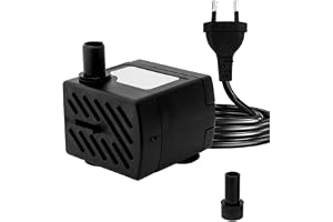 180L/H 3W Mini Submersible Pump, Ultra Quiet Aquarium Pump with 1.3 m Power Cable, with 1 Nozzle for Fountain Aquarium, Aquarium, Pond Garden, EU Plug