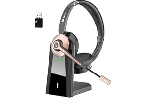 Earbay Wireless Headset, Bluetooth Headphones with Microphone Noise Canceling & USB Dongle, Office Headset with Charge Dock for Mobile Phone Computer Tablet Work Skype Zoom Conference Call Center