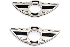HDX Lot de 2 anneaux emblèmes de serrure de porte compatibles avec Mini Cooper R56 Hatchback R57 Décapotable R58 Coupé R59 Roadster (Union Jack gris)