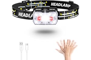 Lsnisni Linterna Frontal LED(2 Unidades/1 Unidad), 2000 Lúmenes Super Brillante Linterna Cabeza, 6 Modos de Iluminación, IPX5 Impermeable Luz Cabeza para Niños Adultos, Correr, Camping, Pesca