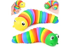 Kleemeiero 2 Pezzi Giocattolo di Decompressione Bruco Giocattolo Arcobaleno a Forma di Bruco 3D Articolato Bruco Giocattolo Giocattolo Sensoriale Anti Stress per Regalo per Adulti e Bambini