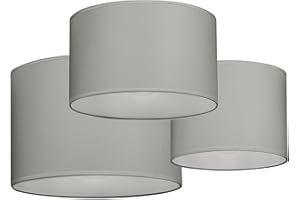 Giggi Set of 3 Grey Lamp Shades, 8", 10" & 12" Fabric Light Shade Ceiling, Lampshades for Ceiling Lights, Floor and Table Lamp, Living Room, Bedroom and Kitchen (Grey)