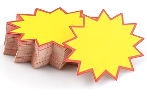 Cozlly 100 Pièces Étiquette de Vente, Étiquettes de Prix Vierges en Forme D'étoile, Étiquettes Promotionnelles, Signe de Magasin de Détail, Étoile Etiquettes Prix pour Boutique Supermarché