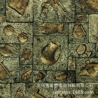 JSLCR Ancient Egyptian sculpture wallpaper retro antique Egyptian sculpture wallpaper escape Cafe Cafe Chateau wine culture PVC wallpaper 10*0.53 (m),0802