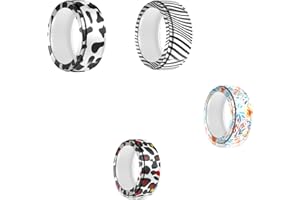 (4 Pack) Case for OURA Ring 4, yystao Silicone Protecive cover Fit S size(6/7/8/9) - Lightweight, Scratch-resistant, Black cow,zebra,Colourful Leopard,Flowers and plants