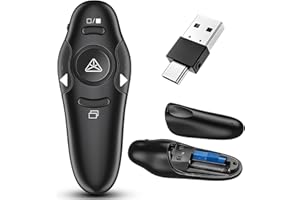 ZRZLMVP Presenter mit Laserpointer - 2,4 GHz Wireless Pointer für Präsentationen, USB & Type C Powerpoint Fernbedienung, Präsentationsfernbedienung für PowerPoint/Windows/Mac/Keynote/Google Slides