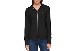 Tommy Hilfiger Chaqueta con Capucha de Terry French con Cremallera, Color Liso Sudadera Mujer