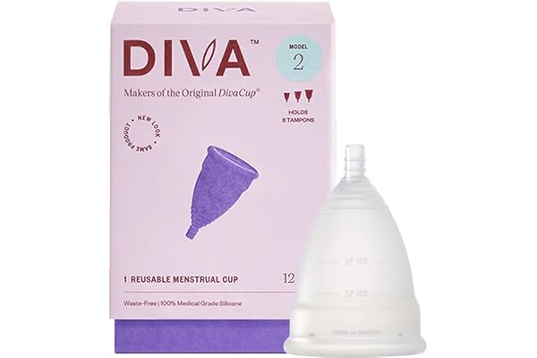 DivaCup Menstrual Cups Modèle 2. 100% Silicone de Qualité Médicale. Alternative Sûre et Sans Fuite aux Serviettes Hygiéniques et aux Tampons.