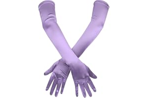 JUGNAW Guanti Eleganti Lunghi da Donna in Satin Viola, 55cm Perfetti per Serate a Teatro, Matrimoni e Ballo di Fine Anno, Vestibilità Confortevole e Accessorio di Stile, 1 Pacco Doppio