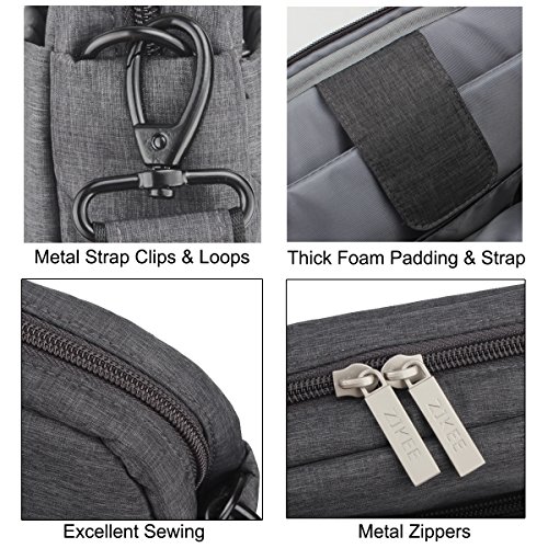 Zikee 39,6 cm (15,6 Zoll) wasserfeste und 360° stoßfeste Messenger-Bag als Schutz für Ihren Laptop/Notebook mit Handgriff und Schultergurt für Schule, Studium, Reisen und im Büro und für geschäftliche Nutzung (Grau) - 7