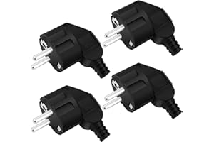 BMHNQ 4 pezzi Spina Schuko Maschio Schuko Spina Europea Spina Schuko Angolare Spina con Contatto di Protezione con Manicotto Antipiega, Spina 250 V (16 A), Spina Angolare Esterna Impermeabile