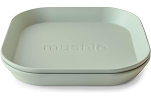 mushie Piatti Bambini | Set di 2 Piatti Senza BPA | Stoviglie Sicure per Lavastoviglie e Microonde | Prodotto in Danimarca | Sage