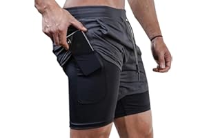 Superora Mens Running Gym 2 in 1 Sports Shorts Breathable Outdoor Workout Training Shorts with Pockets