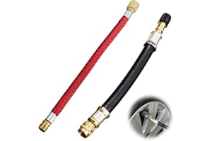 Huybaa 2PCS Prolunga Valvola Pneumatici in Gomma e Rame 136mm + Tubo Flessibile per Pompa Mini Gonfiaggio 11cm - Adattatore per Bici, Auto, Moto, Scooter