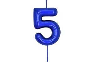 DERVENTA Number Candle Blue 2.36 inch Party Celebration Anniversary Decoration Perfect Birthday Brunch Dessert Cake Topper 1 Piece (Number 5 Blue)