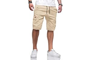 TARAINYA Cargo Short Homme éTé Coton Cordon de Serrage avec 6 Poches Taille Elastique Casual Short