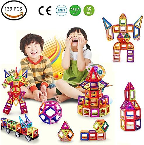 Willdo Magnetic Blocks, 139PCS 3D Building Blocks Toys Set Colorful Stacking Toys with Magnets, Educational Construction Engineering For Children As Gift