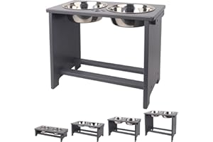 Nothing Burger Erhöhte Hundenäpfe für große Hunde, Hundenäpfe mit Ständer, auslaufsicher, mit 2 Edelstahlnäpfen (grau)