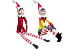 Dazhtu Juego de 2 Elfo Navidad, Elves Behaving Badly, Juguetes Suaves de 17.7 Pulgadas para niña Elfo y niño Elfo con piernas largas, Cuerpo Suave y Cabeza de Vinilo