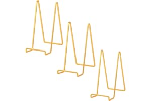 DIDUDIDU Plate Holder Easel Display Stand - 8 inch Metal Plate Stands for Display - Tabletop Picture Stand - Gold Iron Easels for Display Pictures | Photo Frames | Book | Decorative Plates | Plaque - 3 Pack
