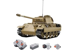 CELMAN Technic militare RC Carro armato "Panther" (CADA Master C61073W), modello di telecomando con Power Funcions, 2,4 GHz, 907 pezzi, set di mattoncini da costruzione, batteria ricaricabile