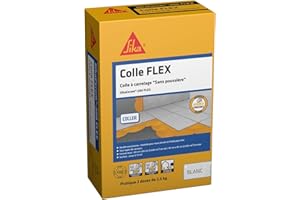 SIKA - Colle à carrelage à double consistance sans poussières - SikaCeram 200 FLEX Blanc - Tous types de carreaux (3600cm² max) - Murs et Sols - Intérieur et Extérieur - 5kg