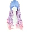MapofBeauty Beautiful Long Wavy Harajuku Style Cosplay Wig (Light Blue/Light Purple/Pink)