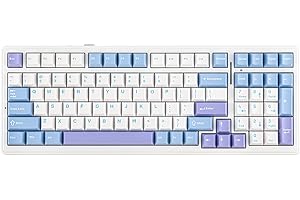 EPOMAKER x Aula F99 Clavier Mécanique sans Fil, Gasket Clavier Personnalisé avec échange à Chaud, Rembourrage, Bluetooth, 8000 mAh, NKRO, RVB, pour Jeux/Win/Mac(F99 Purple, Graywood Switch)