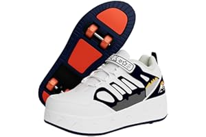 PREYROCBIRDS Scarpe con Rotelle 4 Ruote Bambina Bambino - Sportive Roller Rimovibili per Skateboard, Modalità 2/4 Ruote - Regalo Bambini (Taglia 30-38)