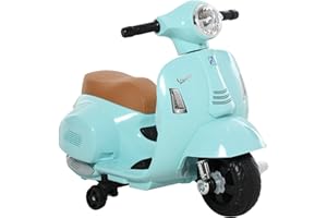 MR J TOYS&MORE Piaggio Mini Vespa Elettrica per bambini 6V con acceleratore a pedale, luci e suoni integrati, Fari e Clacson, per Bimbi da 18-36 mesi (Verde)