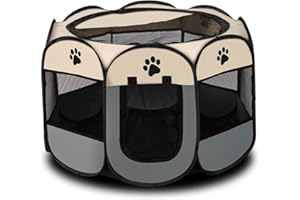 DYOUEN Portable Pet Playpen Small Dog Cat Pet Pen Foldable Pet Carrier Tent for Rabbit Hamster (grey, 73 * 73 * 43cm, 8)