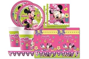 PROCOS IRPot - KIT COORDINATO COMPLEANNO BAMBINA MINNIE DISNEY 90 PZ CON GHIRLANDA FESTONE