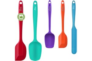 Hotec Spatole in Silicone da Cucina Utensili Cucchiaio, Spatola per Dolci, per Cottura e Miscelazione, Resistenti al Calore,Padella Antiaderente, 5 Pezzi