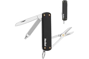 NexTool Navaja de Bolsillo Multifuncional,Navaja Plegable de Acero Inoxidable,Mini Navaja de Bolsillo con Tijeras,Uso con una Mano, Llavero, 5 Funciones Herramienta de Bolsillo para Camping (Ferroso)