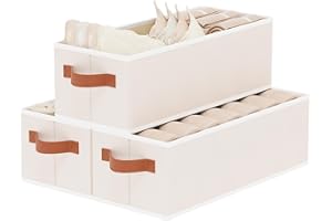 YheenLf Caja de Almacenaje, Juego de 3 Plegable Cestas de Almacenamiento Para Ser Utilizadas en La Cocina, Baño, Cubos Organizadoras en Beige, 38×15.5×13 cm