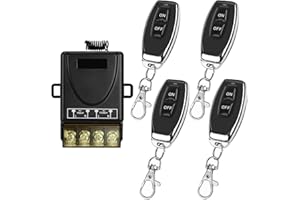 QIACHIP Interruptor de control remoto inalámbrico Control de radio 433 MHz AC 220V 240V 30A Controlador de relé con 4 transmisores, para bomba de luz, electrodomésticos