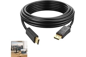ALIDOU 4K Display Port to HDMI Cable, 1.8M Gold-Plated Displayport to HDMI Cable Adapter, Displayport to Ultra High Definition Multimedia Interface Lead, Compatible with PC, Laptop, TV, Monitor, Projector