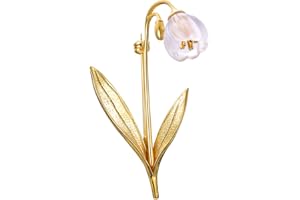 Lotus Fun S925 Sterling Silver Brooches Natural Crystal Lily of the Valley Flower Brooches for Women and Girls, Handmade Unique Jewellery