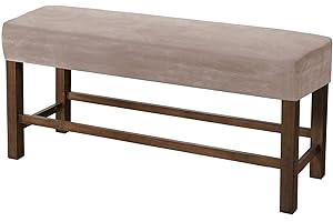 JHLD Upholstered Bench Slipcover, Velvet Dining Room Bench Covers Stretch Bench Seat Protector Elastic Dining Bench Cover Removable Washable for Living Room-Taupe-Large