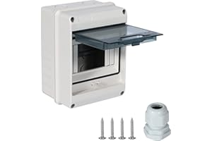 RINWYWEY Verteilerkasten Aufputz 1-Reihig 5 Module, IP65 Sicherungskasten Aufputz Waterproof, Unterverteilung Kleinverteiler Aufputzverteiler mit Terminal und DIN Schiene für Außenbereichen, Garten