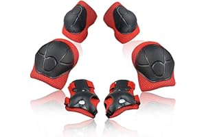 HEATIGO Children Protective Gear Set, 6pcs Adjustable Wrist Guards Protective Gear Kit for Roller Skating Skateboard Scooter Cycling Knee Pads