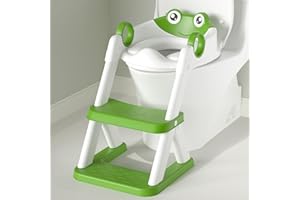 COOSEYA Grenouille Reducteur Toilette Enfant, Réducteurs de Toilettes Bebe, Adaptateur Wc Enfant 2 en 1 Pour GarçOns et Filles, avec Protection Anti éClaboussures