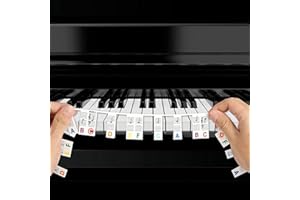 ZYLOYAL10 Etykiety na klawiaturę fortepianową, zdejmowane silikonowe naklejki na klawiaturę fortepianową wielokrotnego użytku, 88 pełnowymiarowe, naklejki na klawisze fortepianowe dla dzieci, początkujących, tęcz